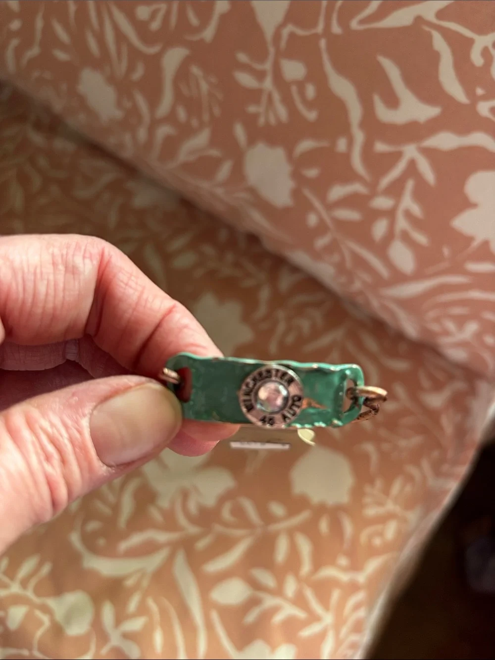 Green Enamel ID Bracelet with Center Accent
